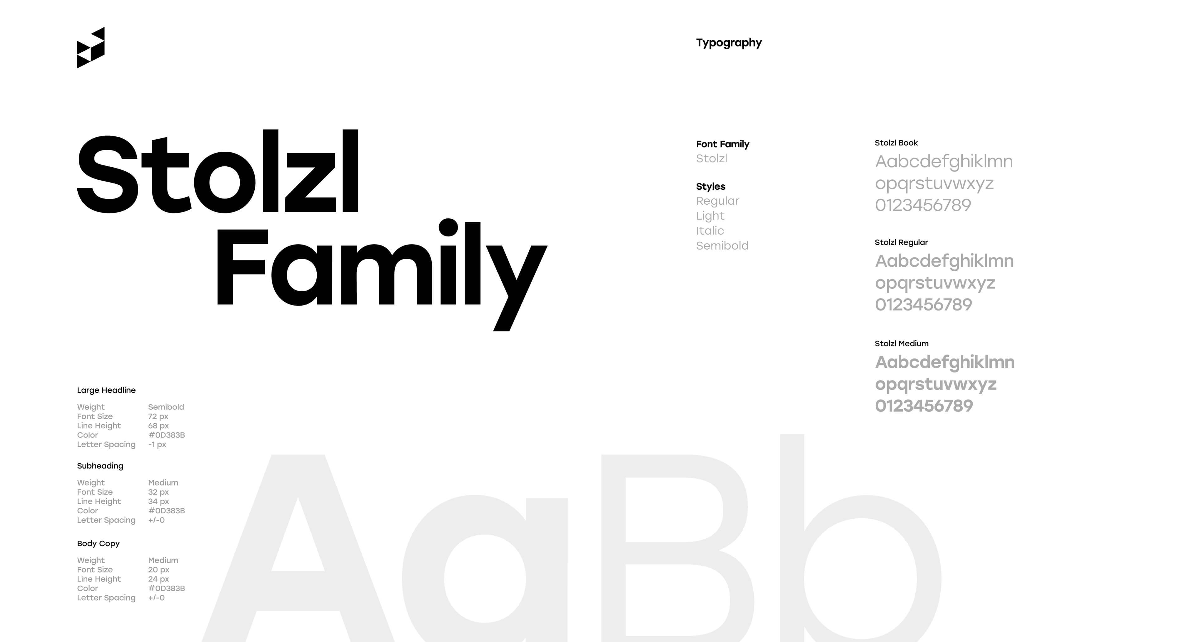 Type specimen graphic of Stolzl font family.