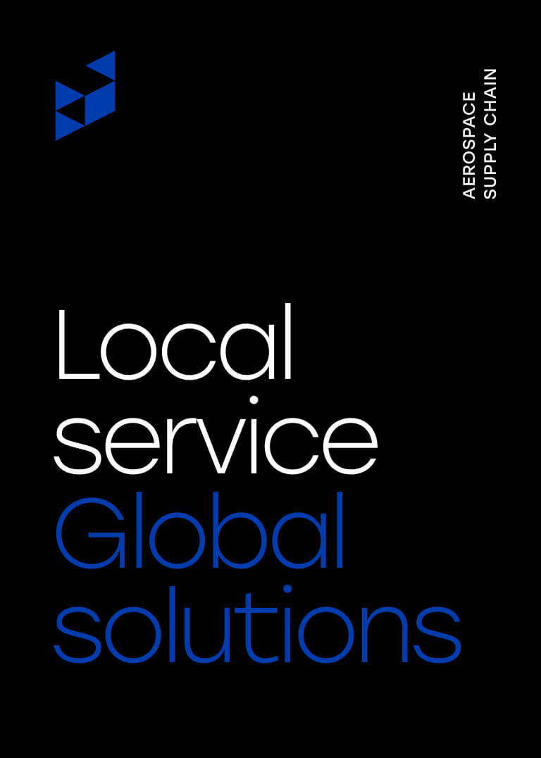 Aerospace poster design that reads: 'Local service, global solutions.'